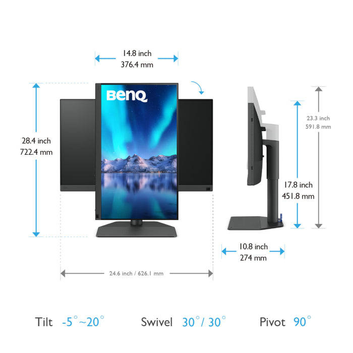 BenQ PhotoVue SW272U 27-inch 4K 99% Adobe RGB 90W USB-C Fotografen Monitor